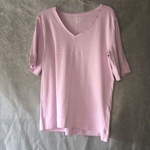 Chicos The Ultimate Tee Women's 2 Lilac half Sleeve v-neck 100% cotton EUC